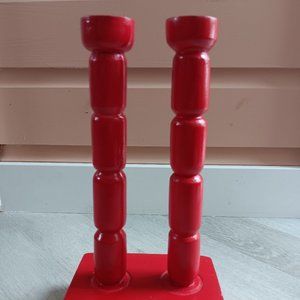 Wood candlestick holder